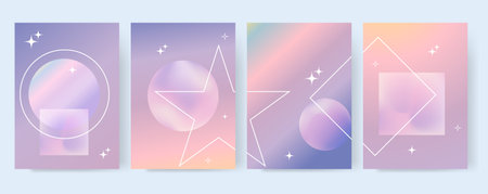 Minimalist style posters with gradients.Design wallpaper for poster, banner, cover.のイラスト素材