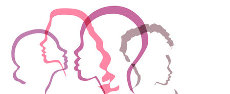 Women silhouette head isolated. Women's history month banner.のイラスト素材