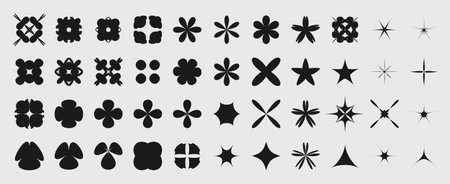 Set of geometric shapes in trendy retro style.のイラスト素材