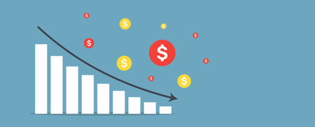 Banking collapse financial crisis, stock market crash. One of the largest banks in the USA went bankrupt.のイラスト素材
