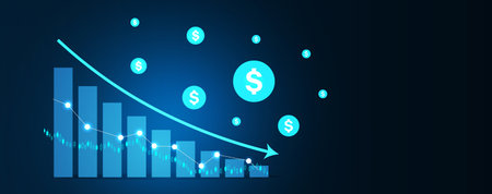 Banking collapse financial crisis, stock market crash. One of the largest banks in the USA went bankrupt.のイラスト素材