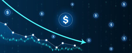Banking collapse financial crisis, stock market crash. One of the largest banks in the USA went bankrupt.のイラスト素材