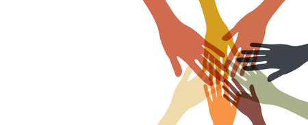 Human hands. Diverse group of people. People equity help.のイラスト素材
