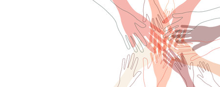Human hands. Diverse group of people. People equity help.のイラスト素材