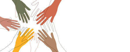 Human hands. Diverse group of people. People equity help.のイラスト素材