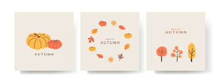 Set of abstract autumn backgrounds advertising, web, social media.のイラスト素材