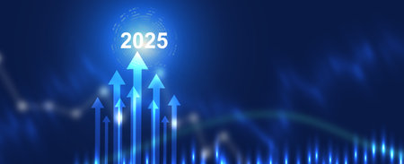 Planning,opportunity, challenge and business strategy in new year 2025.のイラスト素材