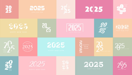 Happy New Year 2025 design brochure design template, card, banner. Vector drawing.のイラスト素材