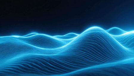 Geometric figures in neon light on dark backgroundの素材