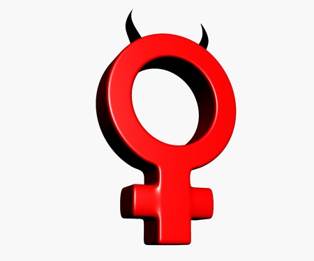 Female symbol with horns on white background - 3d illustrationの写真素材