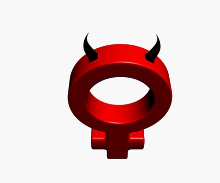 Female symbol with horns on white background - 3d illustrationの写真素材