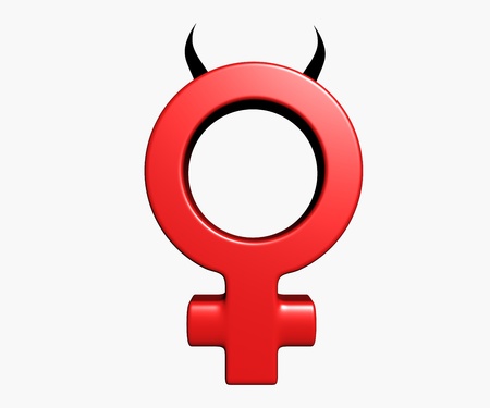 Female symbol with horns on white background - 3d illustrationの写真素材