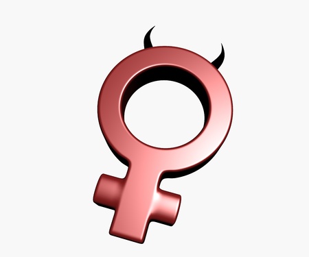 Female symbol with horns on white background - 3d illustrationの写真素材