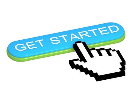 GET STARTED button with hand cursor