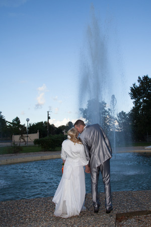 wedding in townの写真素材