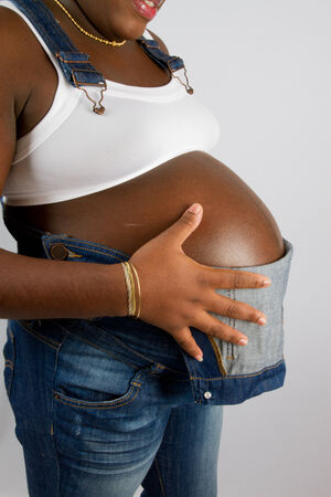 Black woman pregnantの写真素材