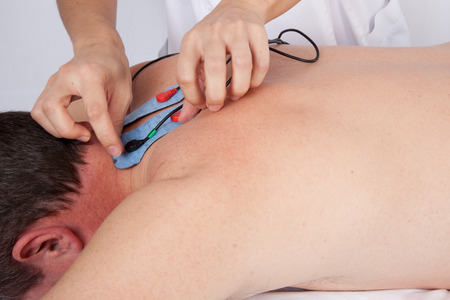 Electrodes on man's body