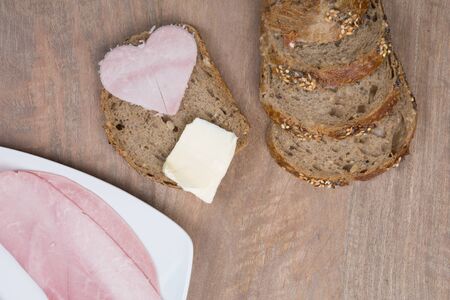 Heart shaped sandwiches on plate
