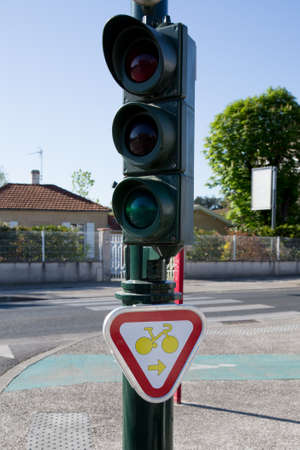 New Sign of bicycle lane in Franceの写真素材