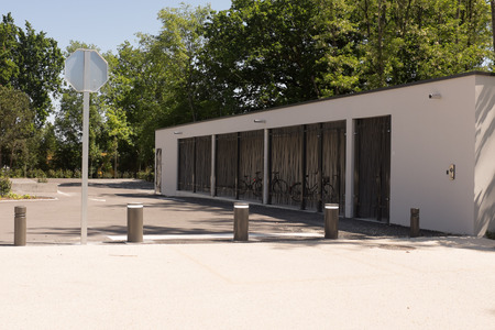 Very nice bicycle parking in the cityの写真素材