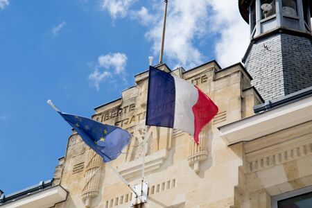 Symbol of the french republic under a building