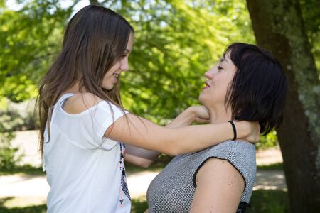 Mother and her daughter have fun together