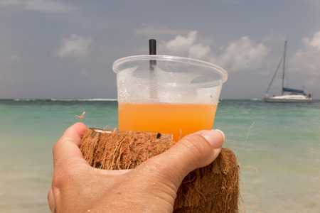 Coconuts and Cocktails on the beachの写真素材