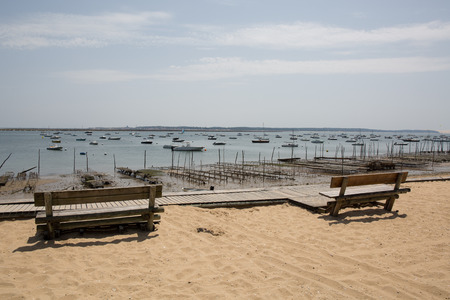 oyster farming, Pier of Cap-ferret in Franceの写真素材