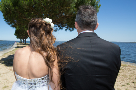 Back view of a lovely coupleの写真素材