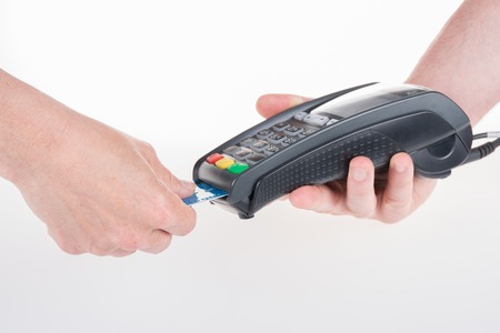 Moment of payment with a credit card through terminal