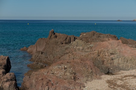 impressive landscapes of Corsica - red rocks Calanquesの写真素材