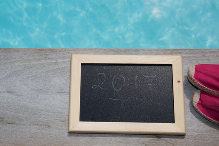 happy new year 2017 on the poolの写真素材