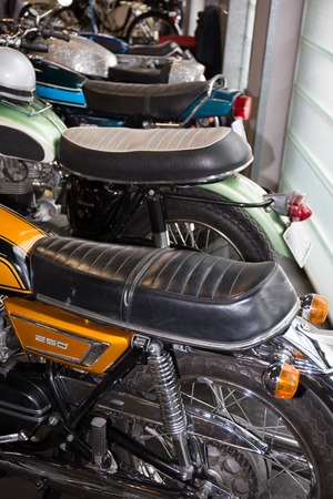 Vintage motorbike. Retro motorcycle with headlightの写真素材