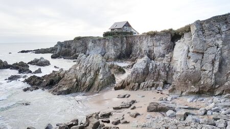 Seaside cliff in brittany in franceの写真素材