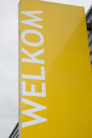 billboard with marked welcome in dutchの写真素材