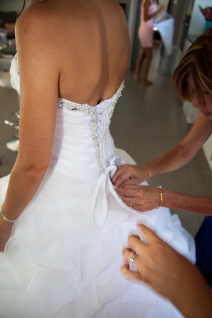 witeness ribbon dress clothing to bride in weddingの写真素材