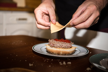 Home made hamburger with cheeseの写真素材