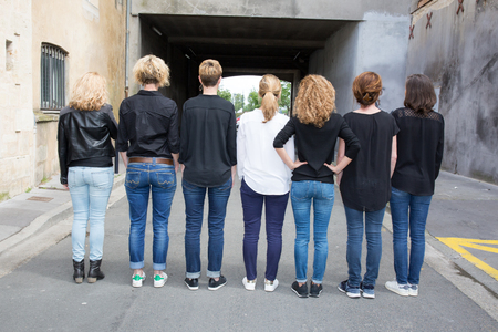 international group of different women from backの写真素材