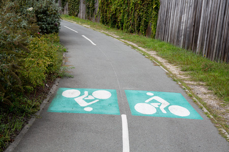 bicycle sign path on the road, bikes lane sign