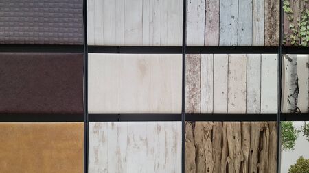 Montage with wooden background of different colors and aspects