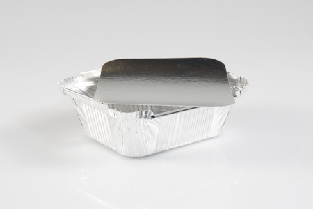 Foil food delivery container isolated over the white backgroundの写真素材