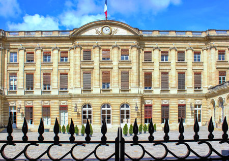 Facade of Rohan Palace, City Hall of Bordeaux in France, Aquitaineのeditorial素材