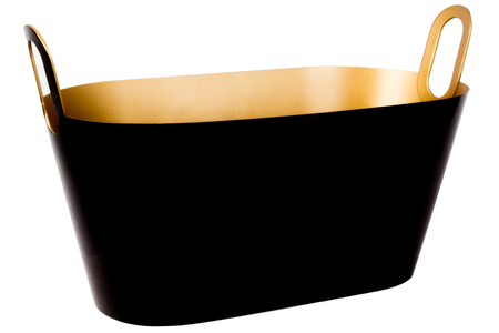 black and gold Champagne bucket golden emptyの写真素材