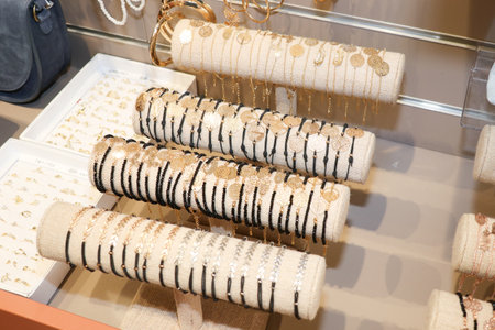 women bracelets on the store display stand are for sale