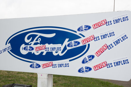 Blanquefort Bordeaux, Aquitaine/ France - 06 14 2018 : Factory car gearbox production Ford management presented a closure plan to unions at factory to include layoffs early retirements from 2019のeditorial素材