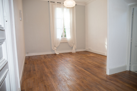 a large piece restored with its period parquet and the walls just repaintedの写真素材