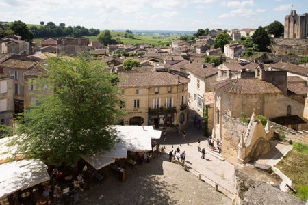 Saint Emilion, Bordeaux / France - 06 19  2018 : Bordeaux wine routes vineyard of saint-emilion...