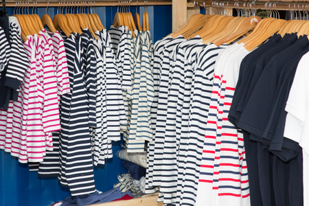 marine shop specializing in the sale of sailor clothing with a carrier full of marinersの写真素材
