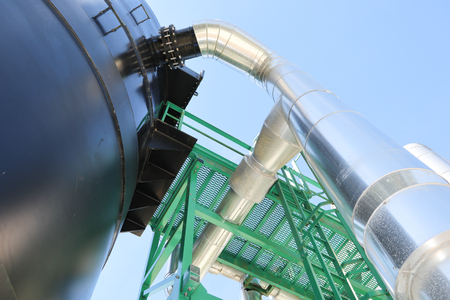 pumps and piping system outside of industrial plantの写真素材