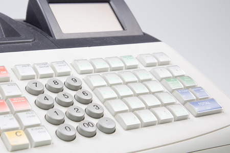 close up detail of register cash keyboard